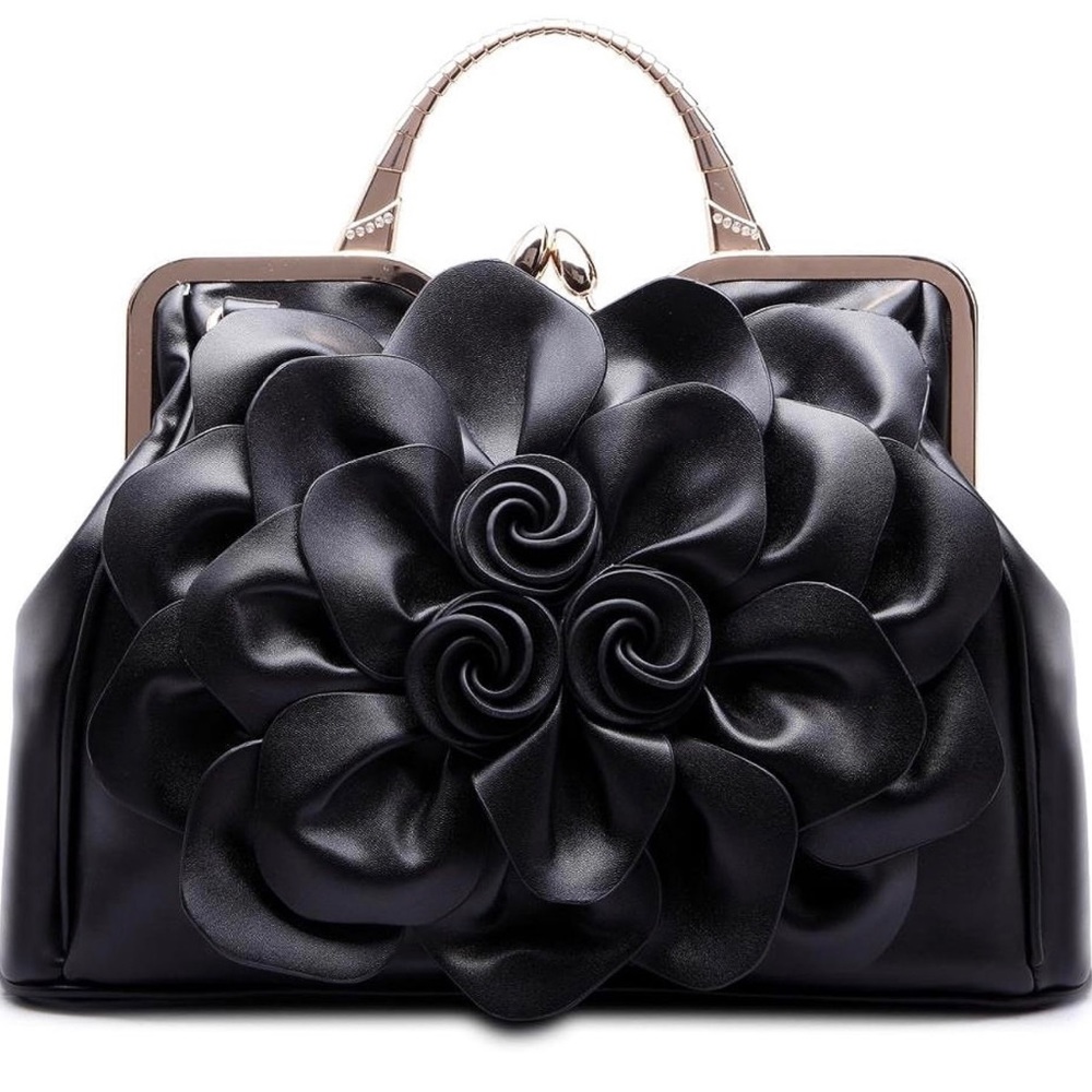 New BLACK Cre8tive Concepts Boutique Flower Handbag